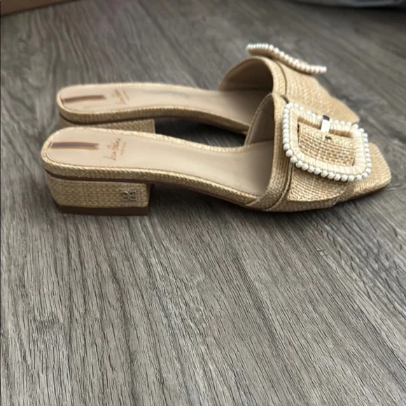 Sam Edelman Tan Slide Sandals with Woven Strap - Picture 3 of 6